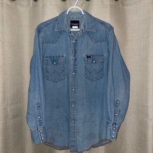 Wrangler Denim Pearl Snap Button Up L
